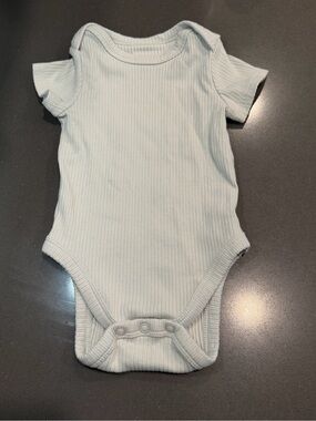 Classic Ribbed Baby One-Piece Bodysuit in Light Blue